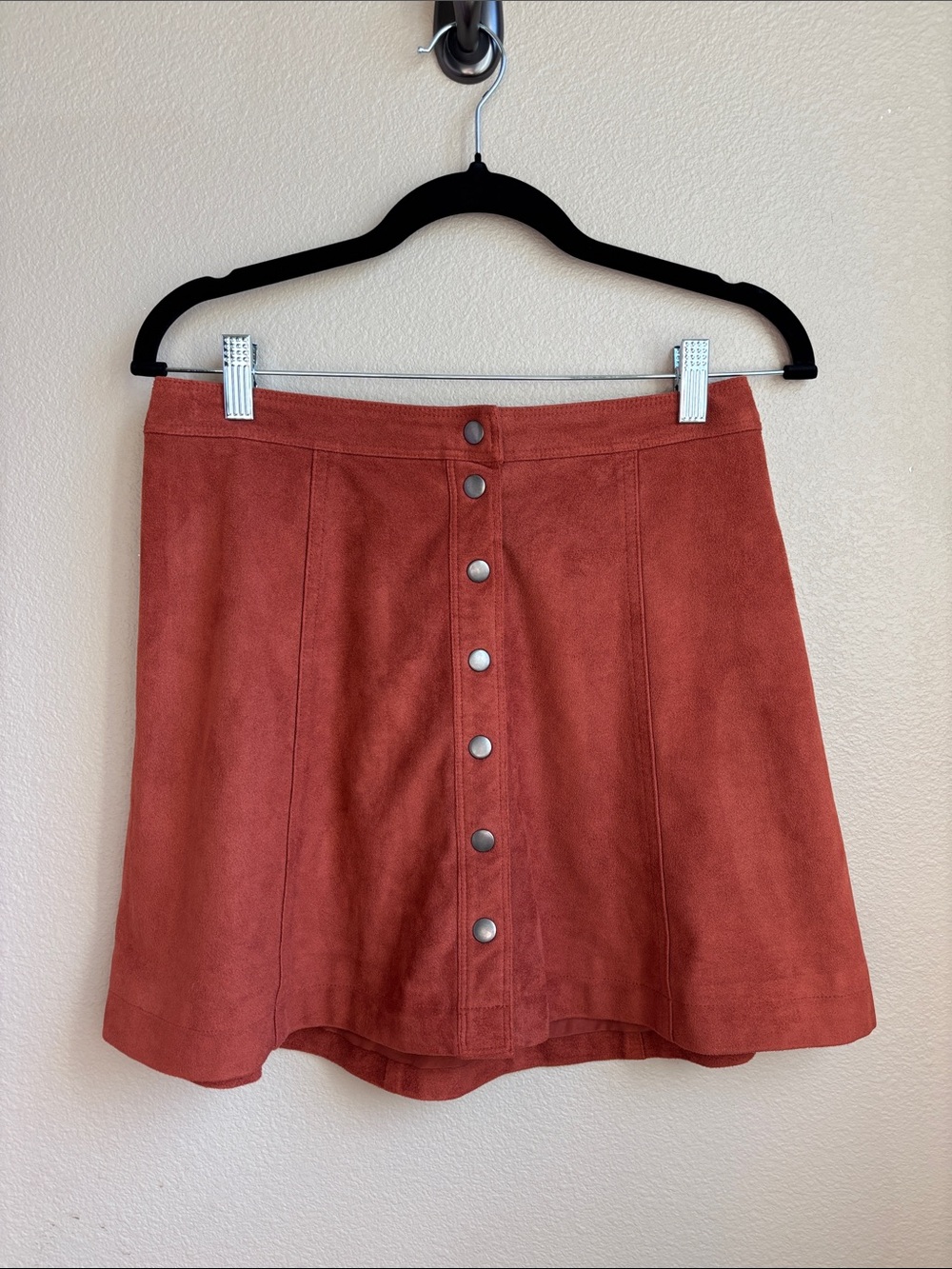 Abercrombie & Fitch Rust Faux Suede Button Front Mini Skirt Size 2